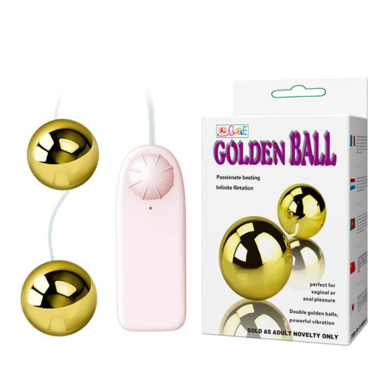 Bolinhas Ben-Wa Para Pompoarismo Com Vibro Multivelocidade Golden Ball Baile 3,5 cm