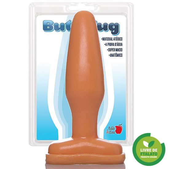 Plug Anal em Silicone Bege Grande Butt Plug 13,5 x 3,5cm