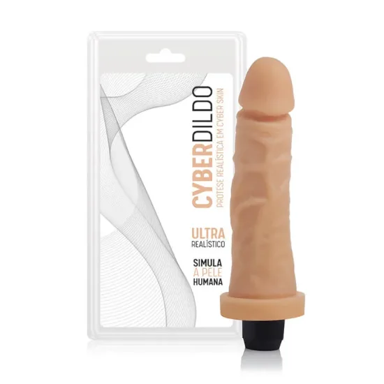 Pênis Realístico em Cyberskin com Vibrador Multivelocidade Friday Adão e Eva 17 x 3,8 cm