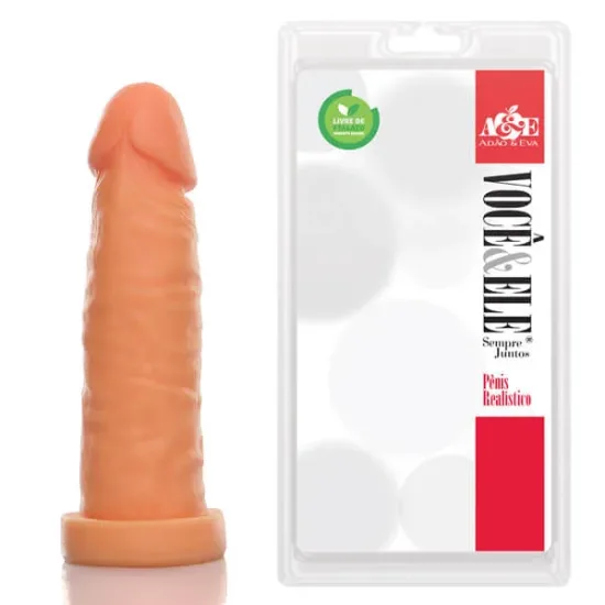 Pênis Realístico 6 com Glande Definida Na Cor Bege Modelo C Adão e Eva 14,5 x 4 cm