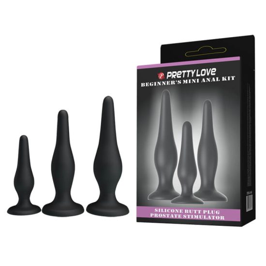 Kit com 3 Plugs Anais em Soft Touch com Ventosa Pretty Love Beginner's Mini Anal Kit