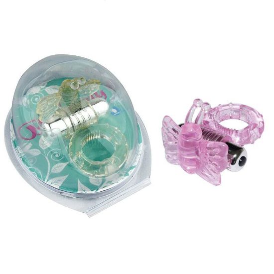 Anel Peniano em Jelly com Bullet de 7 Modos de Vibrações Aphrodisia Butterfly Rosa