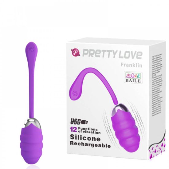 Bullet Recarregável em Soft Touch com 12 Vibrações Pretty Love Franklin Roxo 7,2 x 3,5 cm