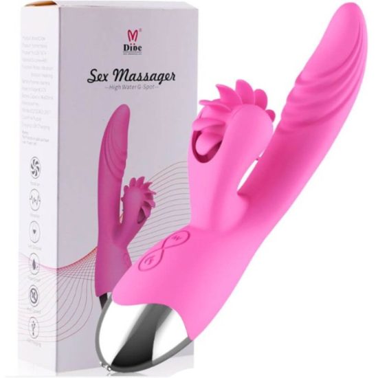 Vibrador Recarregável em Soft Touch com Simulação de Sexo Oral e Aquecimento Sex Massager Hailey Dibe 19,5 x 3,5 cm