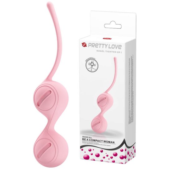 Bolas BenWa em Soft Touch com Mini Esfera Interna Pretty Love Kegel Ball I Rosa 16 x 3,4 cm