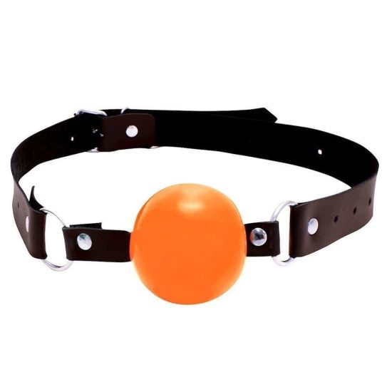 Mordaça Bola Laranja com Tira Ajustável em Couro