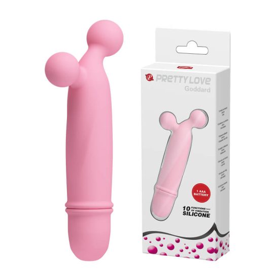 Mini Vibrador com Ponta de Duas Bolinhas em Soft Touch na Cor Rosa Claro Pretty Love Goddard 11,8 x 4,6 cm
