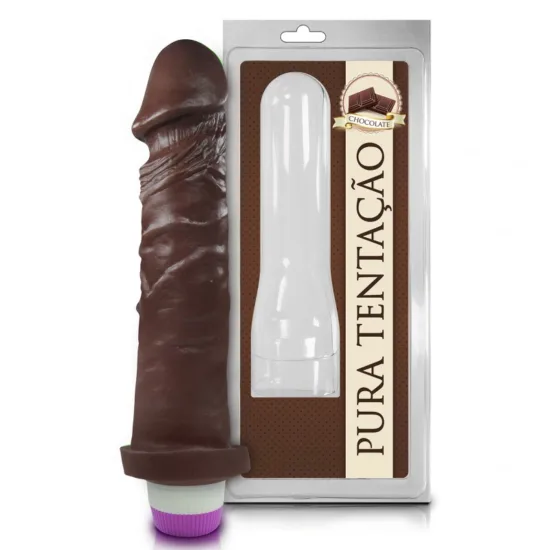 Pênis Realístico Aromático Com Vibro Chocolate Pura Tentação Sexy Fantasy 18 x 4,4 cm