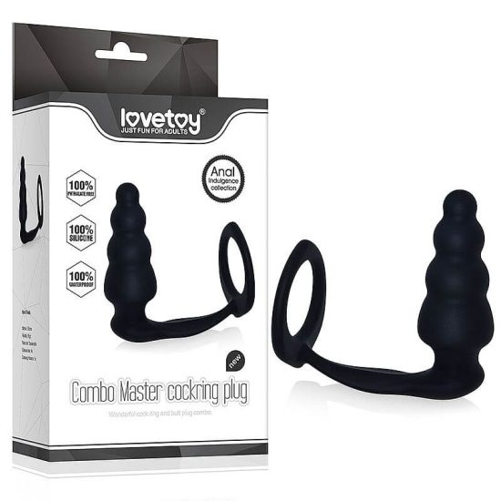 Estimulador de Próstata em Silicone com Anel Peniano Combo Master Cockring Plug Lovetoy 9 x 3,3 cm