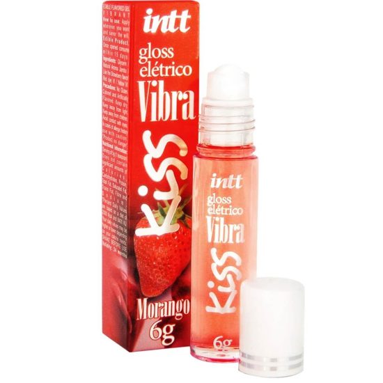 Gloss Elétrico Comestível Vibra Kiss Morango Intt 6g