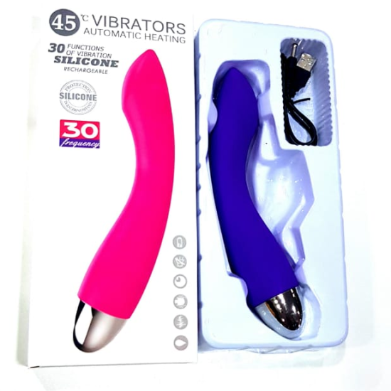 Vibrador Recarregável em Soft Touch Ponto G com 30 Vibrações Automatic Heating Kath Blanche 20 x 3,5 cm