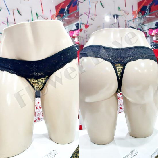 Calcinha onça com renda Sapeka