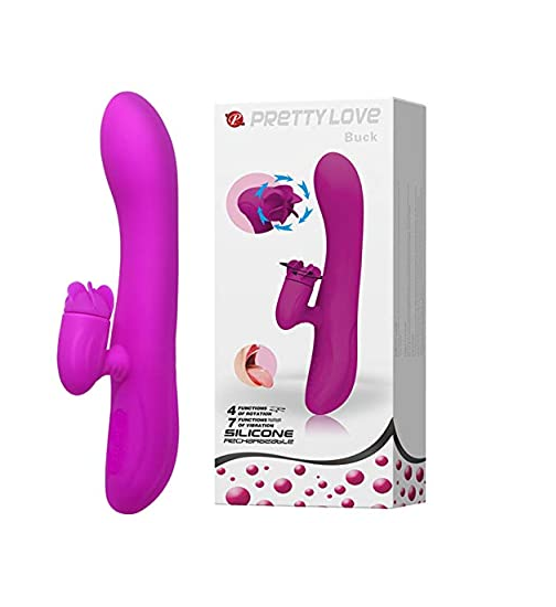 Vibrador Recarregável Ponto G com Estimulador de Clitóris Rotativo Pretty Love Buck 20,5 x 3,5 cm