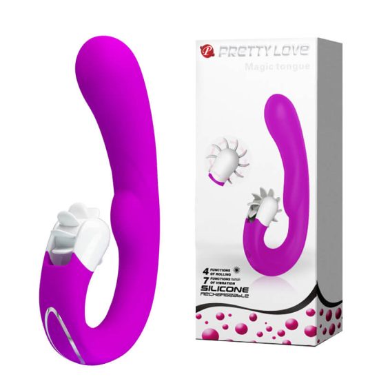 Vibrador Recarregável Ponto G com Simulação de Sexo Oral Pretty Love Magic Tongue 19 x 5 cm