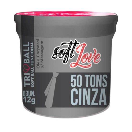 Bolinha Explosiva Esquenta e Vibra 50 Tons de Cinza com 3 Unidades Tri Ball Soft Love