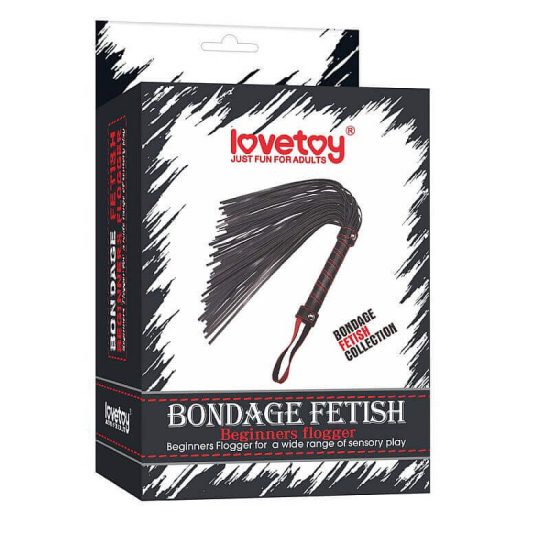 Chicote de Luxo em Couro Sintético com Tiras Finas Bondage Fetish Beginners Flogger 45cm