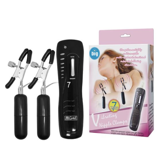 Grampo de Mamilos com Bullet Vibratório e 7 Vibrações Vibrating Nipple Clamps 11 cm