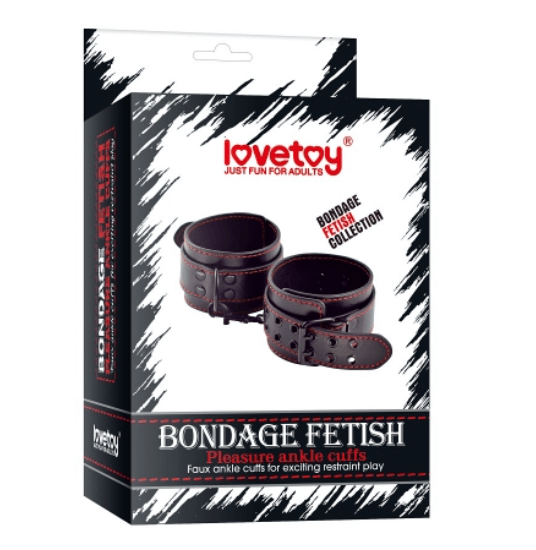 Tornozeleira Regulável em Couro Sintético com Correntes e Fivelas em Metal Bondage Fetish Lovetoy