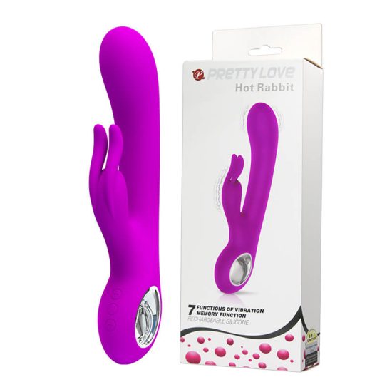 Vibrador Recarregável em Soft Touch com Estimulador de Clitóris em Pretty Love Hot Rabbit 19 x 3,3 cm