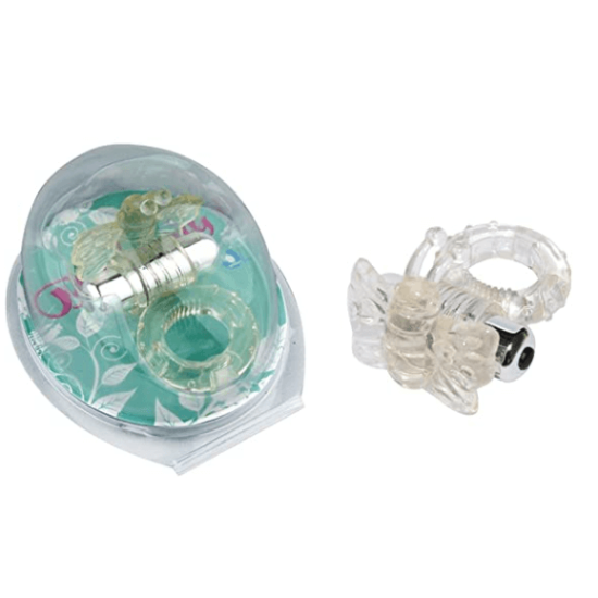 Anel Peniano em Jelly com Bullet de 7 Modos de Vibrações Aphrodisia Butterfly Transparente