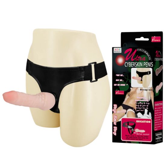Pênis Realístico com Cinta em TPR Ultra Passionate Cyberskin Penis Pele Clara Baile 16 x 3,3 cm