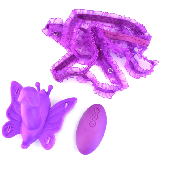 Vibrador Butterfly Calcinha em Soft Touch com Controle Remoto e Mini Pênis Double Vibrating Butterfly