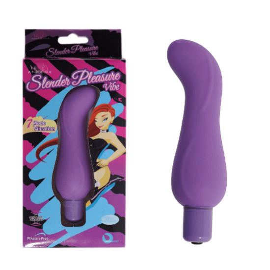 Vibrador Ponto G em Soft Touch com 7 Vibrações Slender Pleasure Vibe Aphrodisia 12,5 x 3,4 cm