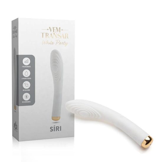 Vibrador Recarregável Ponto G em Soft Touch com 7 Vibrações Vem Transar White Party Síri 17 x 3,2