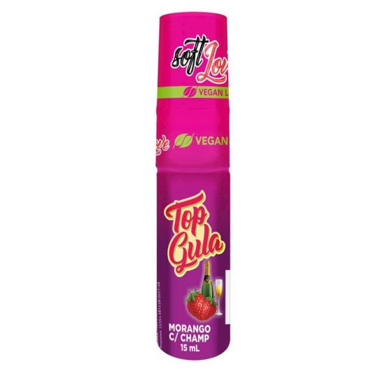 Spray Dessensibilizante Vegano para Sexo Oral Beijável Morango c/ Champ Top Gula Soft Love 15ml