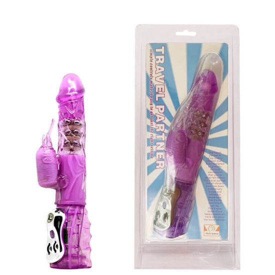 Vibrador Rotativo Multivelocidade com Estimulador Clitoriano Elefante Travel Partner 26,5 x 4cm