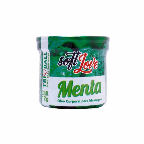 Bolinha Explosiva Excitante Unissex Sabor Menta com 3 Unidades Tri Ball Soft Love