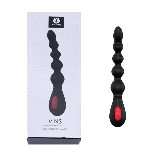 Plug Anal Recarregável em Soft Touch Escalonado com 9 Vibrações Vins S-Hande 21 x 3,4 cm