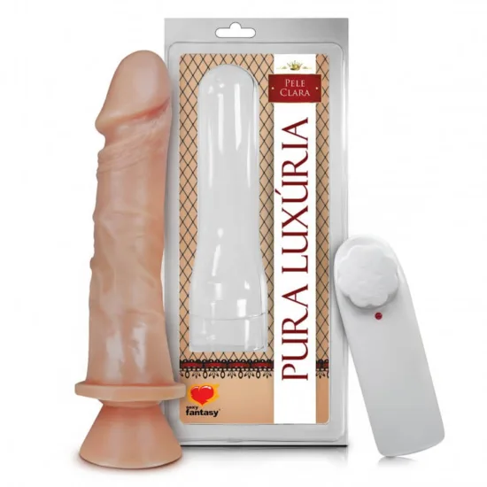Pênis Realístico sem Escroto Vibro e Ventosa Bege Pura Luxúria Sexy Fantasy 18 x 4,4 cm