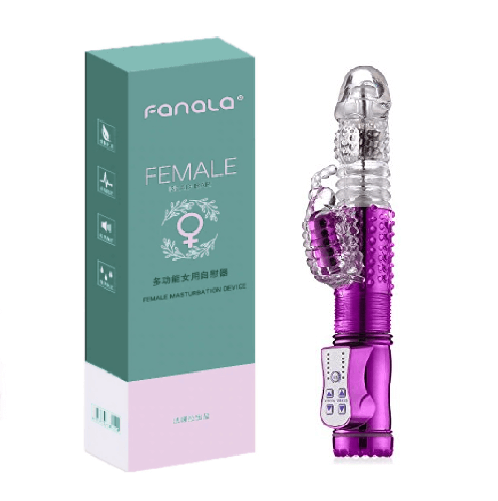 Vibrador Rabbit Recarregável com Movimento Rotativo e Estimulador de Clitóris em Jelly com Diversos Modos de Vibração Female Bead Bar Fanala 26,5 x 4,1 cm