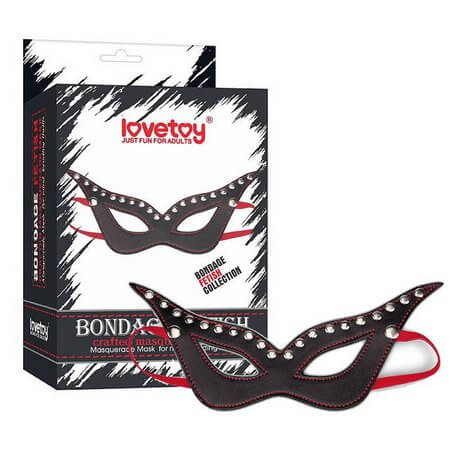Máscara em Couro Sintético com Rebites Bondage Fetish Crafted Masquerade Mask Lovetoy