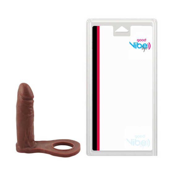 Anel Companheiro com Pênis Realístico em Silicone na Cor Marrom Good Vibe Toys 12 x 2,5 cm