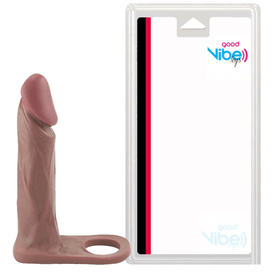 Anel Companheiro com Pênis Realístico em Silicone na Cor Marrom Good Vibe Toys 16 x 3 cm