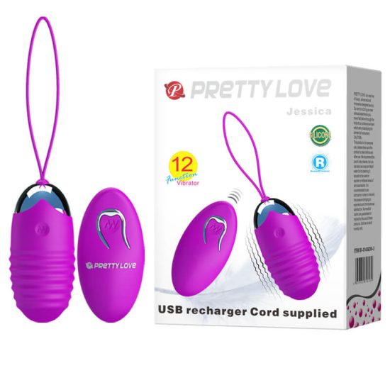 Bullet Recarregável Ondulado em Soft Touch com 12 Vibrações e Controle Remoto Pretty Love Jessica 7,5 x 3,5 cm