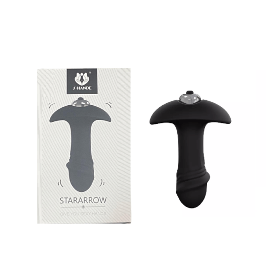 Plug Anal em Silicone Soft Touch e Vibração Única Stararrow Preto S-Hande 10 x 3,0 cm