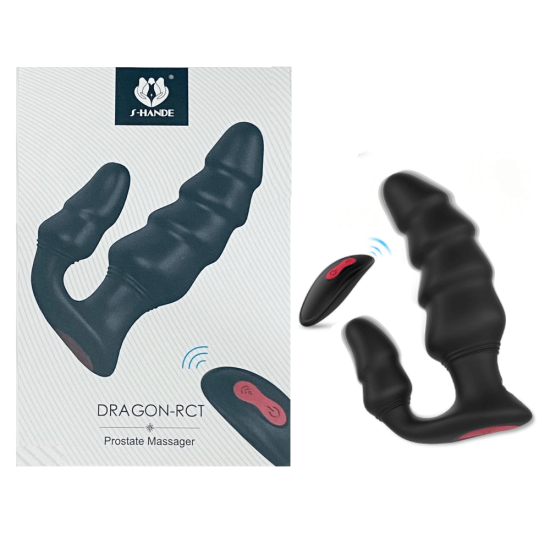 Estimulador de Próstata e Períneo Recarregável em Soft Touch Escalonado com Controle Remoto Dragon-Rct 12,9 x 3,5 cm