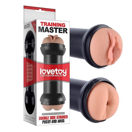 Masturbador Duplo em Formato de Halter Vagina e Ânus em TPR Training Master Lovetoy 22 x 7 cm