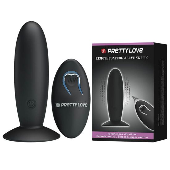 Plug Anal Recarregável em Soft Touch com Controle Remoto e 12 Vibrações Pretty Love Remote Control Vibrating Plug 11 x 3,3 cm