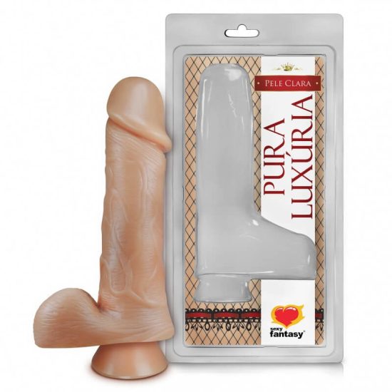 Pênis Realístico em Silicone com Escroto e Ventosa Pura Luxúria Sexy Fantasy 17 x 4,5 cm