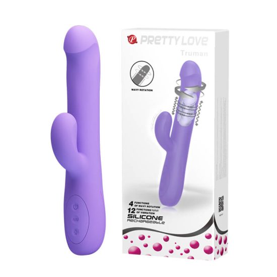 Vibrador Recarregável Rotativo com Estimulador de Clitóris em Soft Touch Pretty Love Truman Lilás 23,8 x 3,8 cm