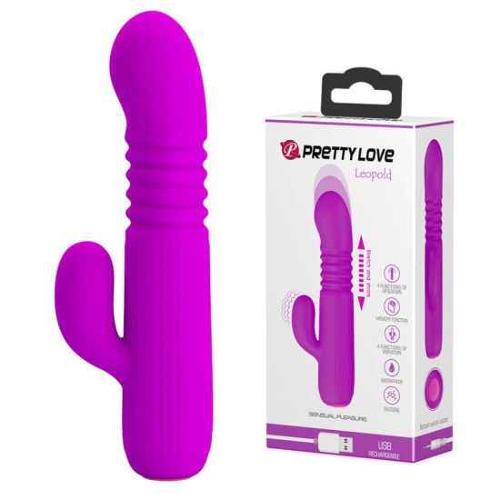 Vibrador Recarregável com Estimulador de Clitóris em Soft Touch com Movimento Vai e Vem Leopold Pretty Love 15,5 x 2,9 cm+