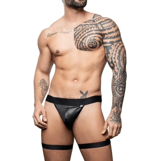 Jockstrap em Malha Tipo Cirré com Liga e Argolas em Metal Preta SD Clothing