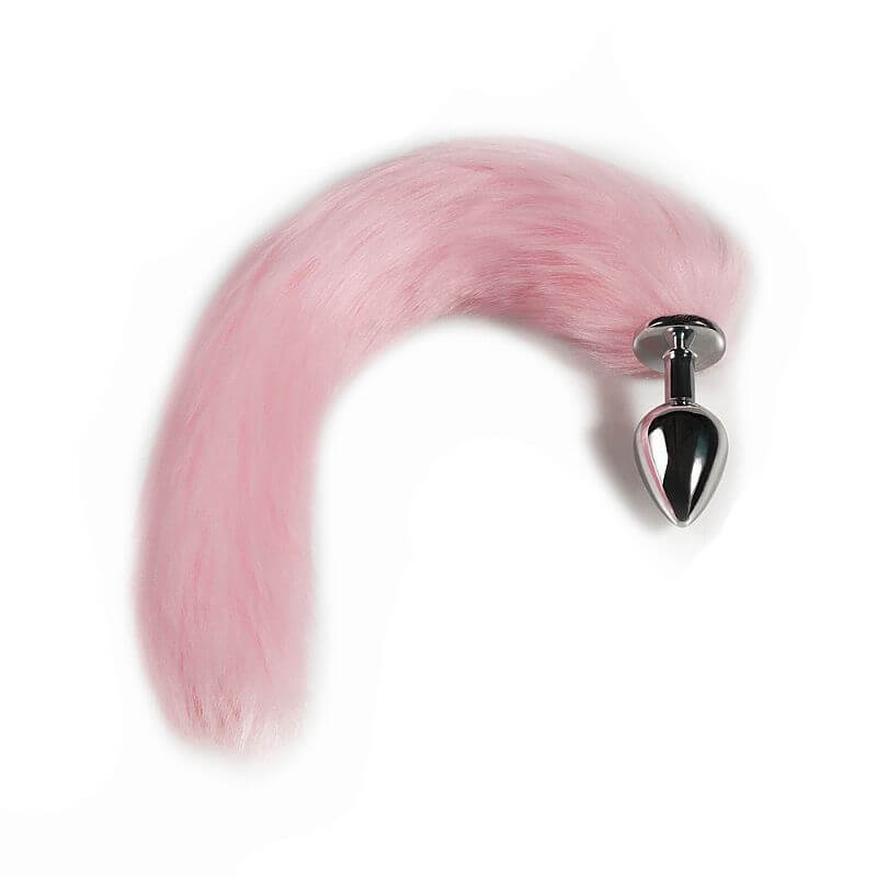 Plug Anal em Aço Inoxidável com Rabo de Raposa com Calda de 40cm Rosa Claro  7 x 4 cm » Sex Shop Flower Love