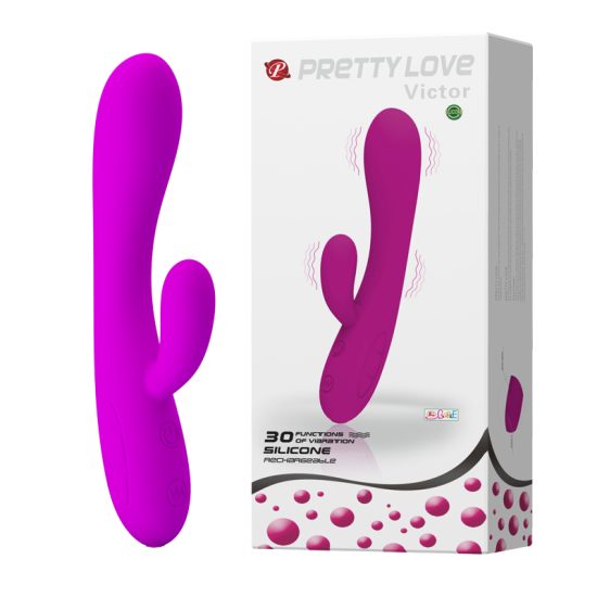 Vibrador Recarregável em Soft Touch Ponto G e Estimulador Clitoriano Pretty Love Victor 17 x 3 cm