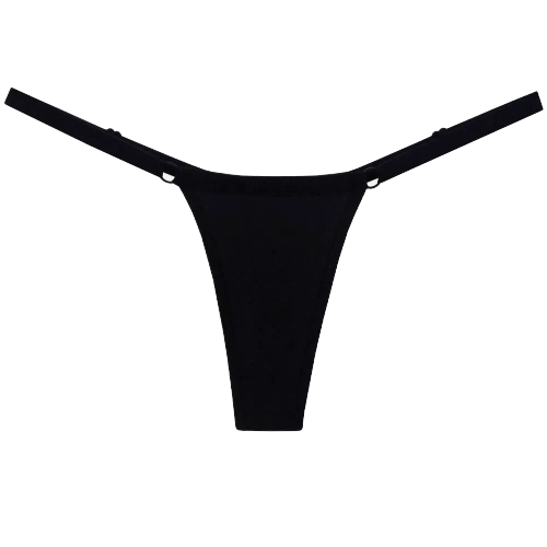Calcinha Fio Dental em Microfibra ou Microlight com Regulagem Tempestade Preta Sensualle Lingerie
