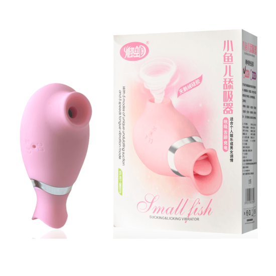 Estimulador de Clitóris com Língua Estimuladora e 7 Modos de Ondas de Pressão Small Fish Rosa 9 x 4,8 cm